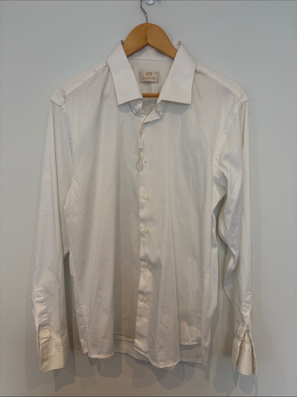 lorenzo Crisp White Spread-Collar Dress Shirt